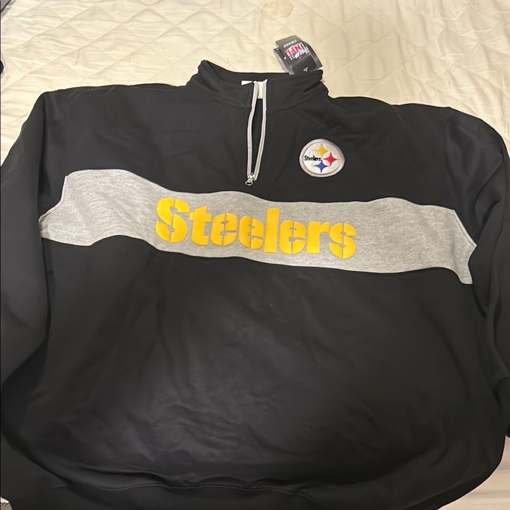 Steelers Black and Gray Quarter-Zip Sweatshirt